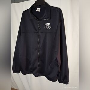 USA Olympics Committee Track Jacket Navy Zip-Up XL Made in USA USOC Embroidered